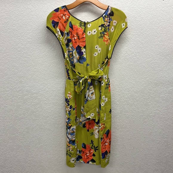 Moulinette Soeurs Anthropologie Floral Cap Sleeve Silk Mini Dress 6 - Picture 4 of 7